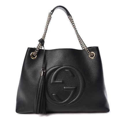 Gucci Pebbled Calfskin Medium Soho Chain Shoulder Bag Black 1 of 9