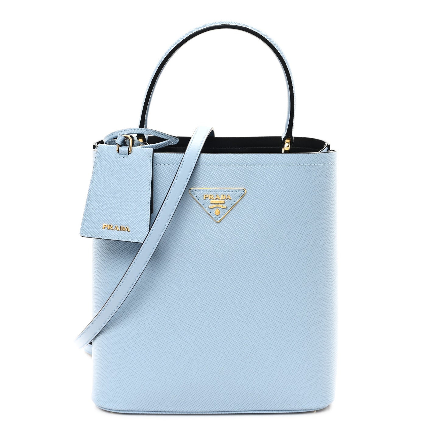 Saffiano Cuir Calfskin Medium Panier Bucket Bag Astrale Blue