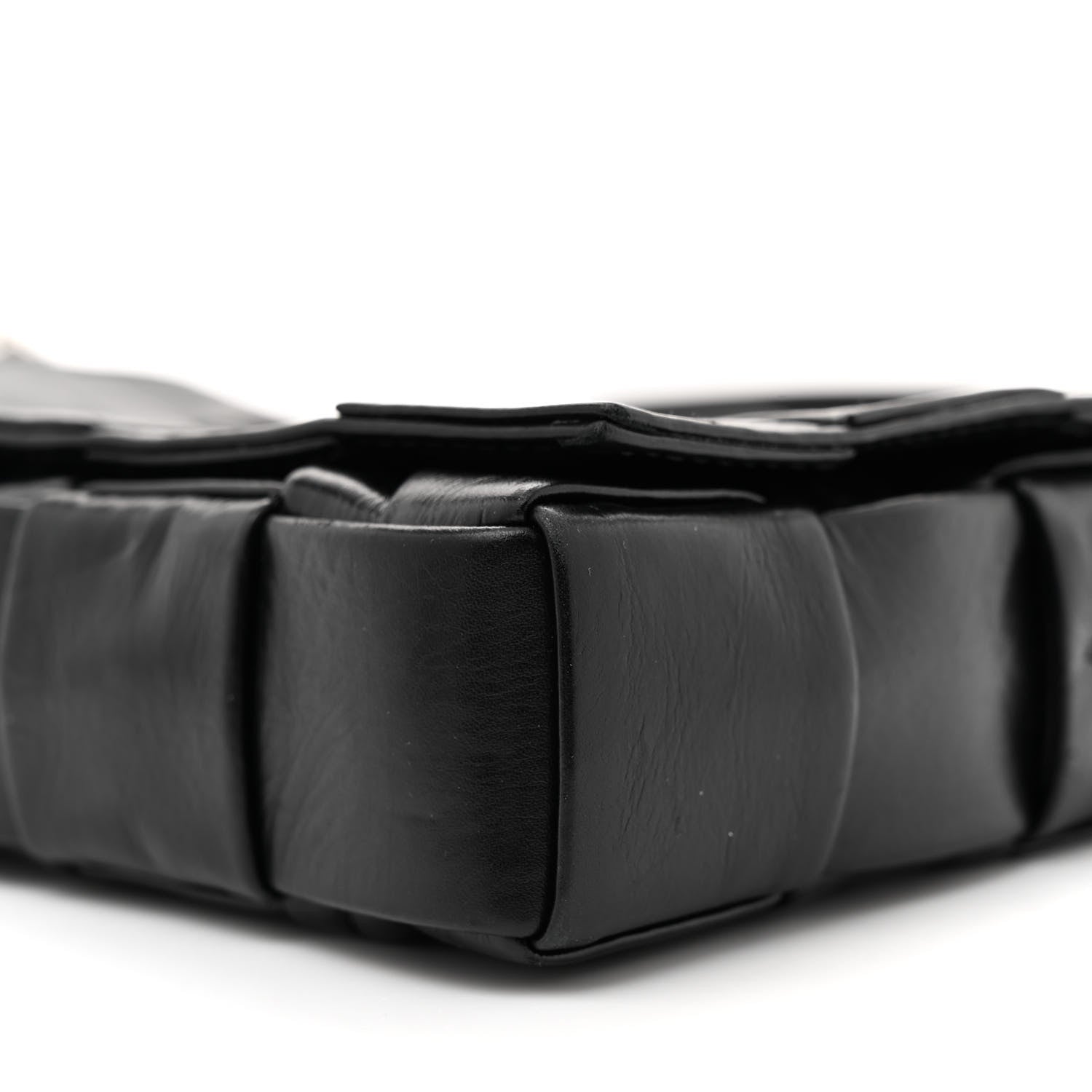 Bottega Veneta Paper Calfskin Maxi Intreccio Cassette Crossbody Bag Black 10 of 12