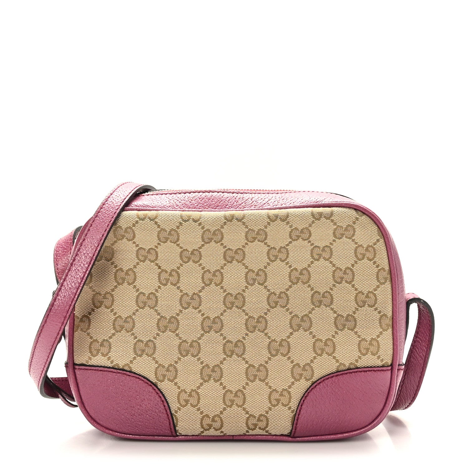 Gucci Monogram Textured Calfskin Mini Bree Messenger Bag Beige Ebony Peonia Flower 1 of 9