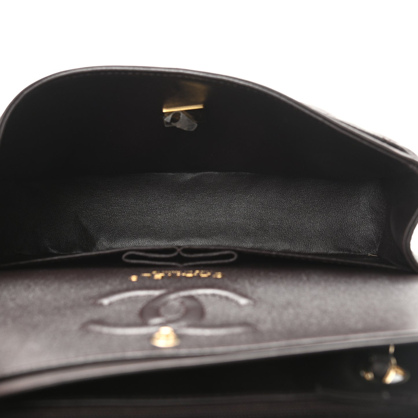 Lambskin Quilted Small Double Flap Dark Brown