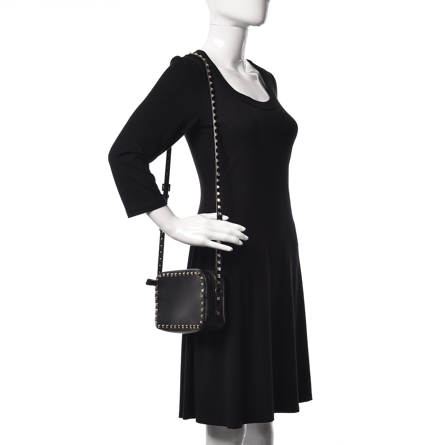 Valentino Garavani Calfskin Rockstud Camera Crossbody Bag Black 2 of 10