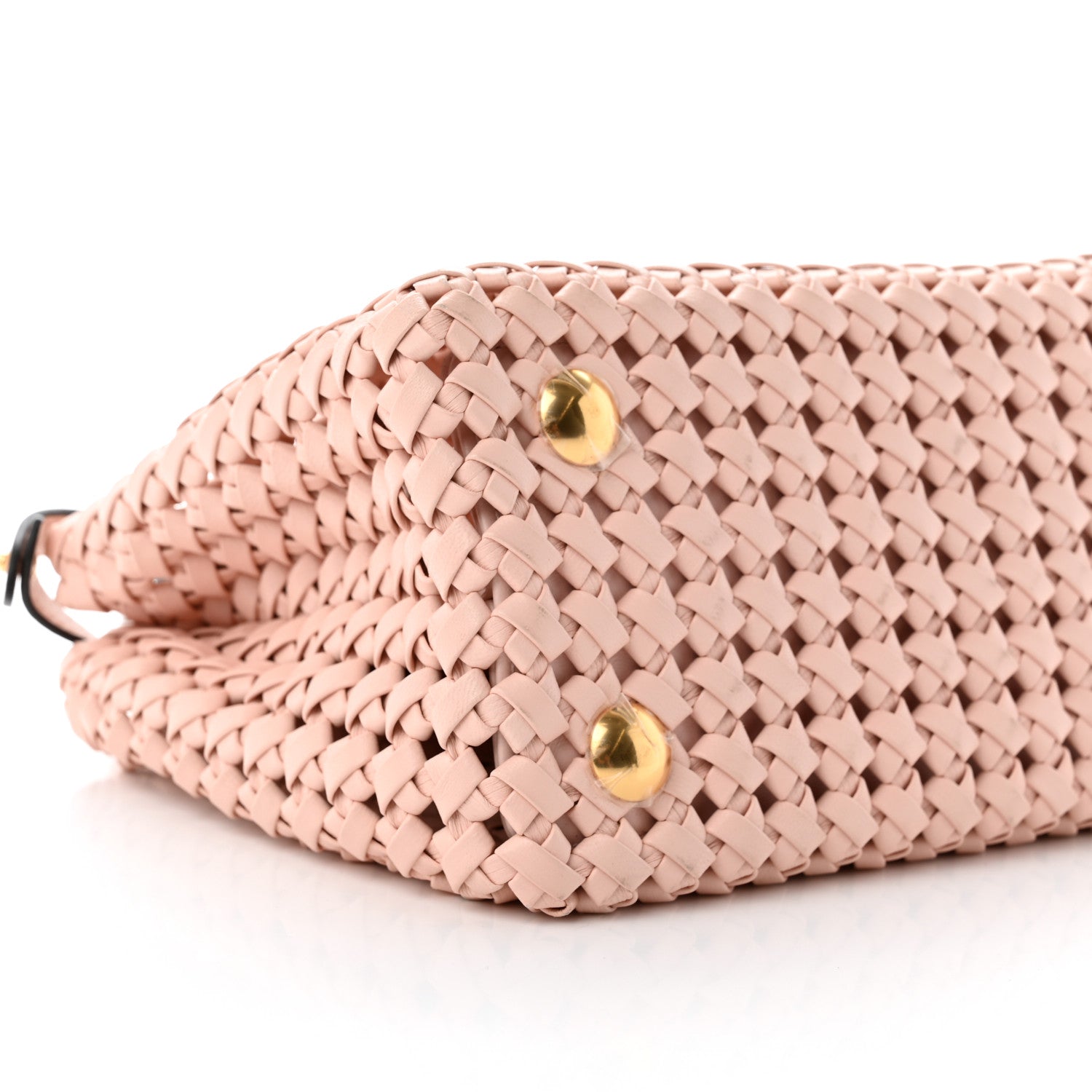 Fendi Nappa Woven Mini Peekaboo Iconic Satchel Rosa Confetto 8 of 11
