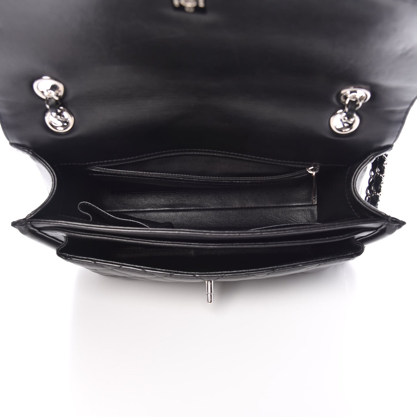 Lambskin Quilted Large Geometric Flap Black