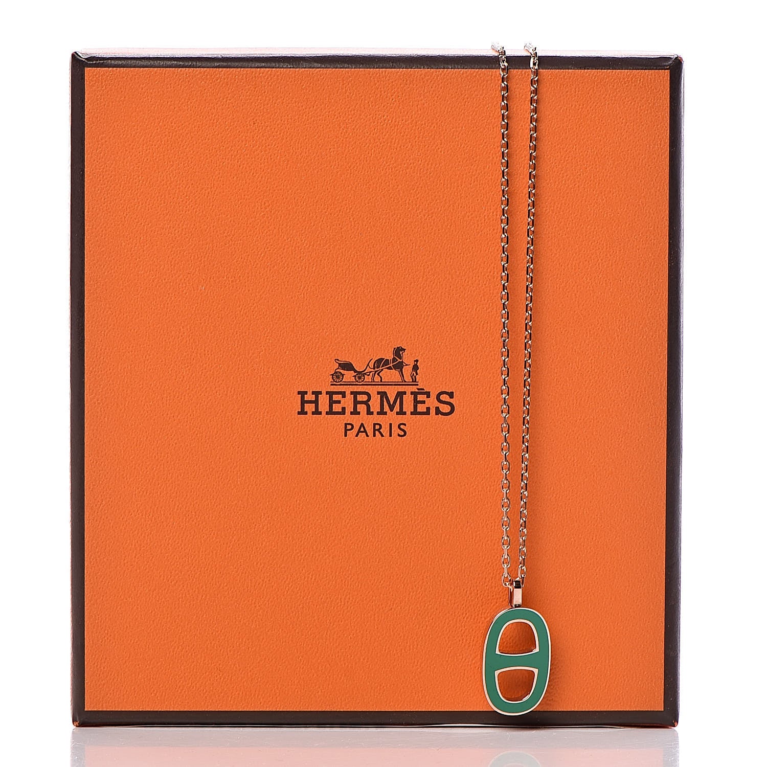 Hermes Laquered Iliade Pendant Necklace Vert Malachite 7 of 7