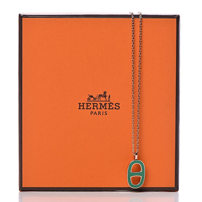 Hermes Laquered Iliade Pendant Necklace Vert Malachite 7 of 7