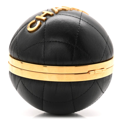 Chanel Lambskin Quilted Sphere Minaudiere Chain Clutch Black 9 of 10
