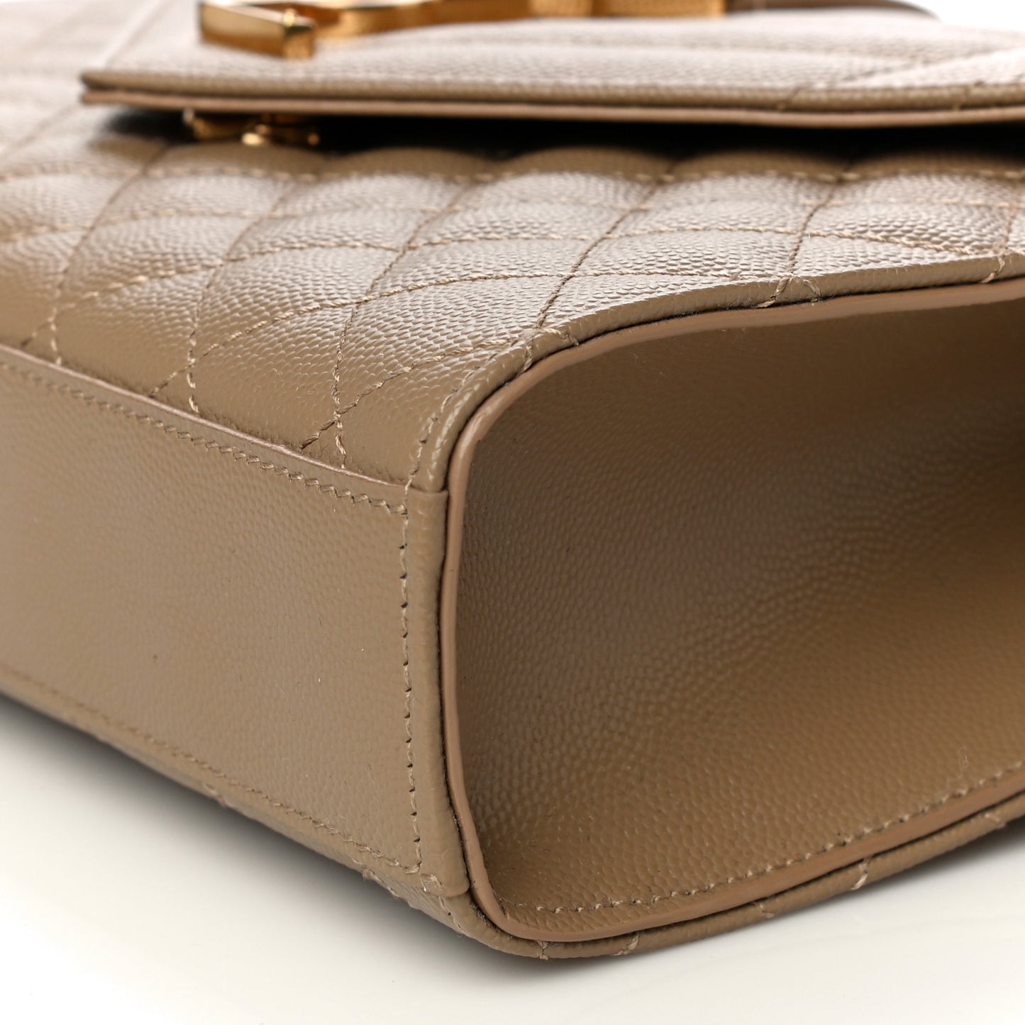 Grain De Poudre Textured Mixed Matelasse Medium Triquilt Monogram Satchel Dark Latte