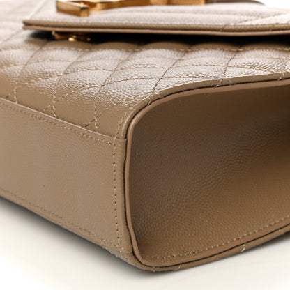 Saint Laurent Grain De Poudre Textured Mixed Matelasse Medium Triquilt Monogram Satchel Dark Latte 9 of 9