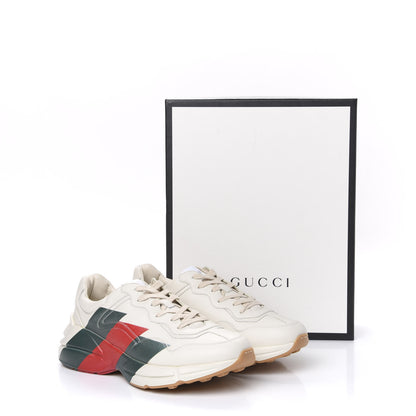 Gucci Calfskin Web Printed Mens Rhyton Sneakers 9.5 Mystic White 10 of 10