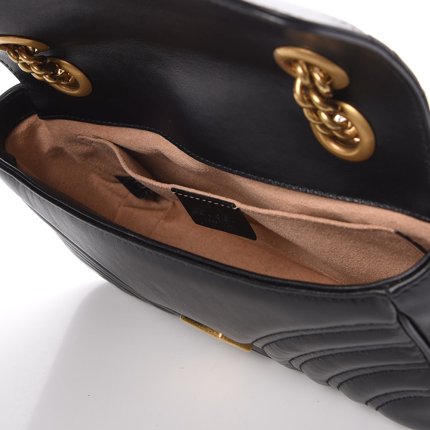 Gucci Calfskin Matelasse Mini GG Marmont Shoulder Bag Black 5 of 11