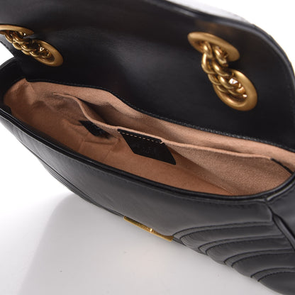 Gucci Calfskin Matelasse Mini GG Marmont Shoulder Bag Black 5 of 11