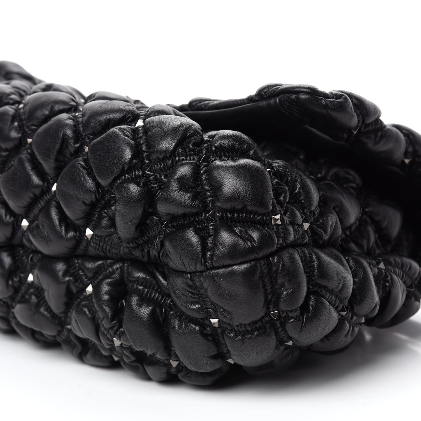 Nappa Large Spikeme Shoulder Bag Black