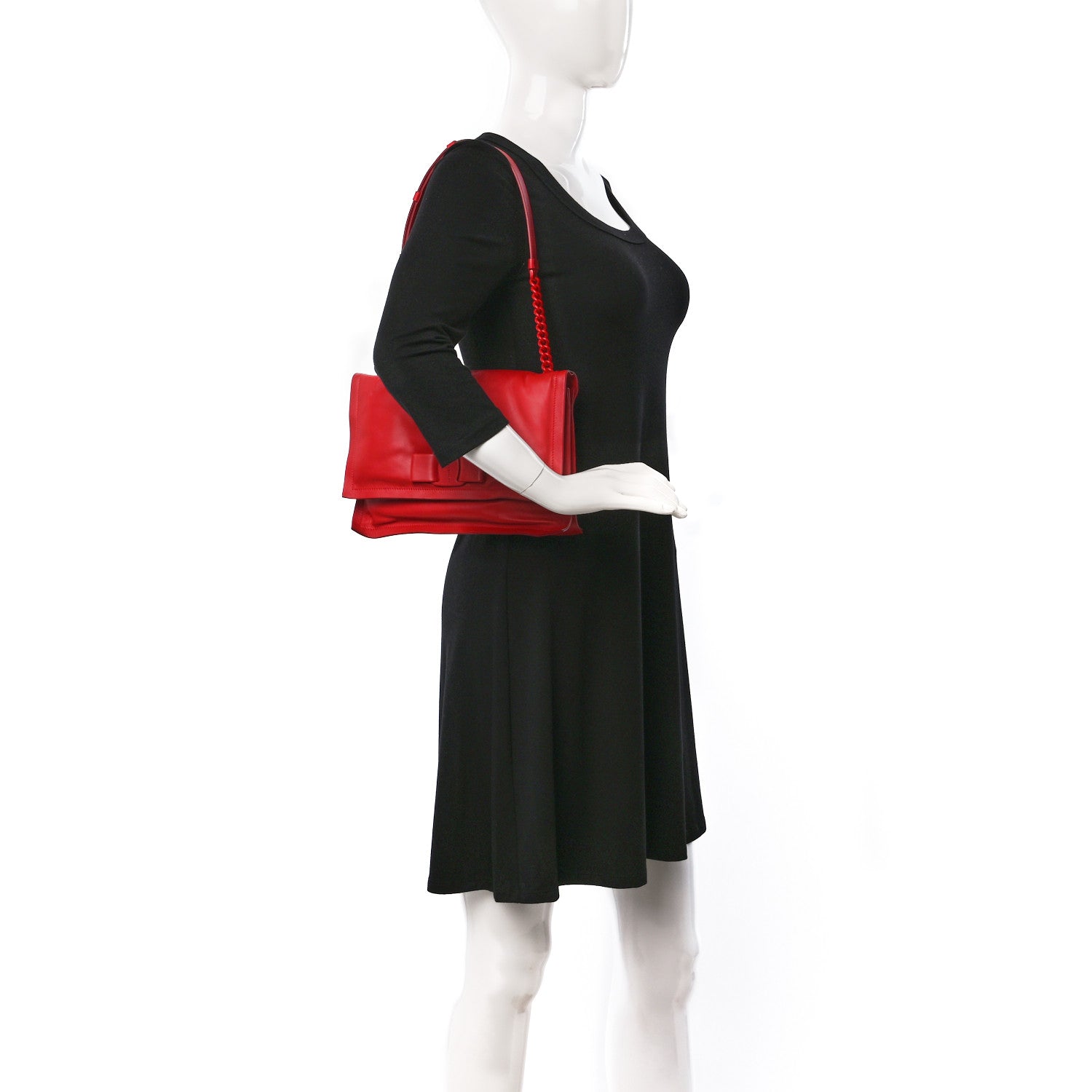Salvatore Ferragamo Calfskin Small Viva Bow Shoulder Bag Red 2 of 8