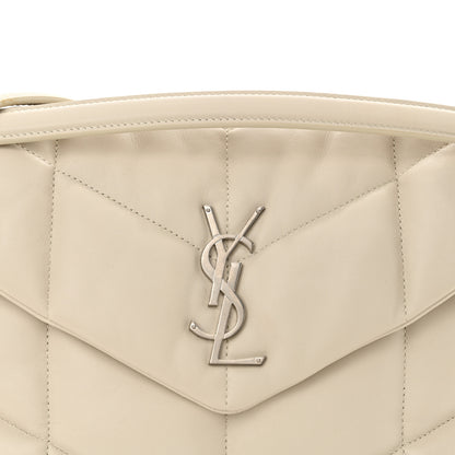 Saint Laurent Lambskin Quilted Medium Loulou Puffer Monogram Chain Satchel Crema Soft 8 of 13