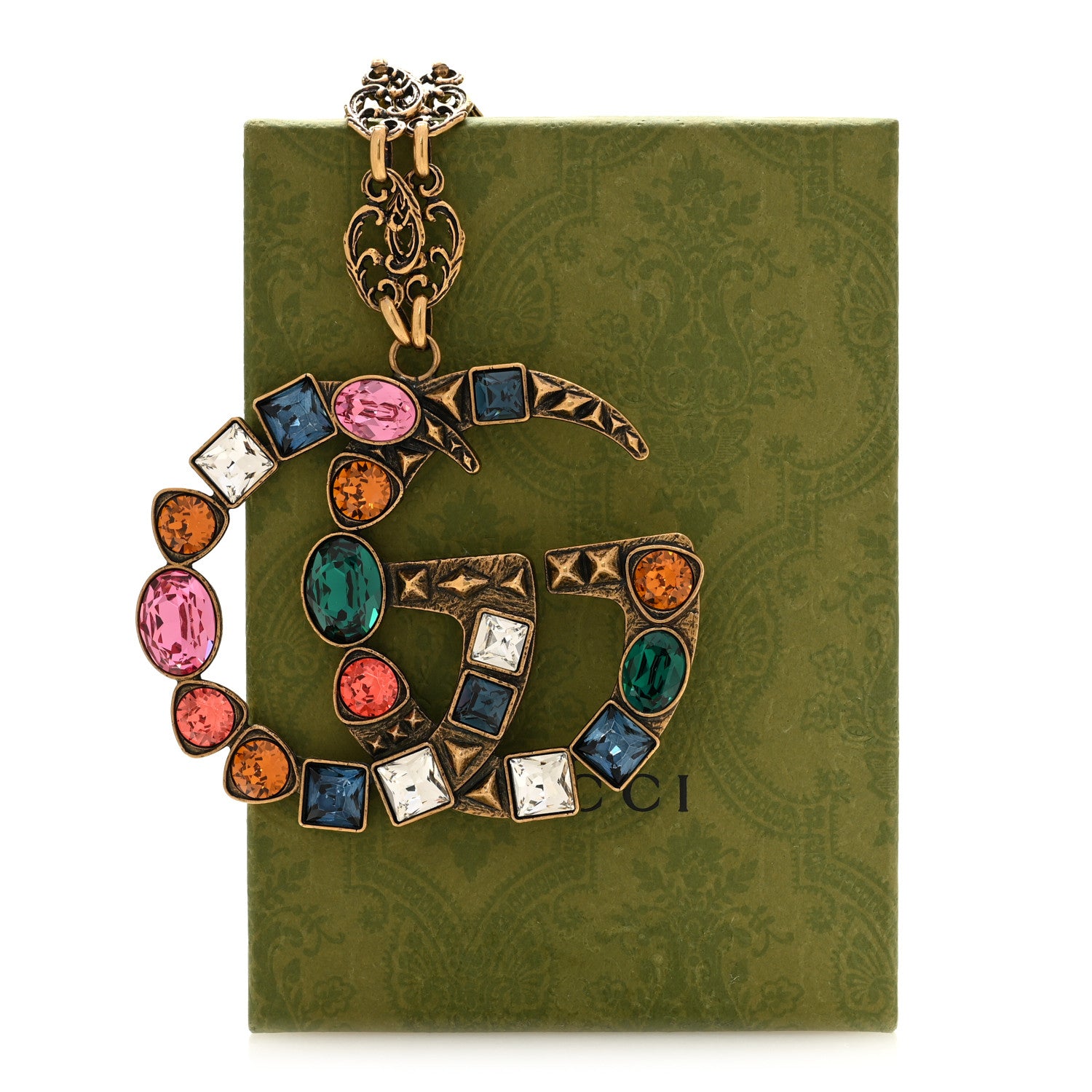Gucci Crystal Marmont Necklace Aged Gold Multicolor 7 of 7