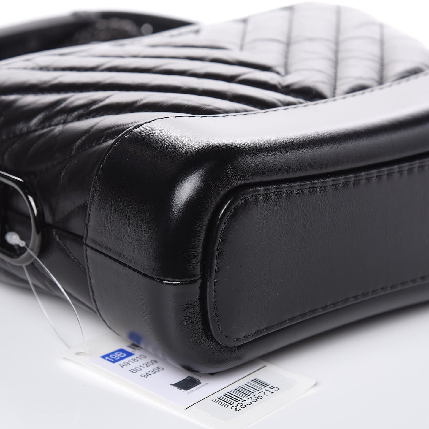 Aged Calfskin Chevron Quilted Small Gabrielle Hobo So Black
