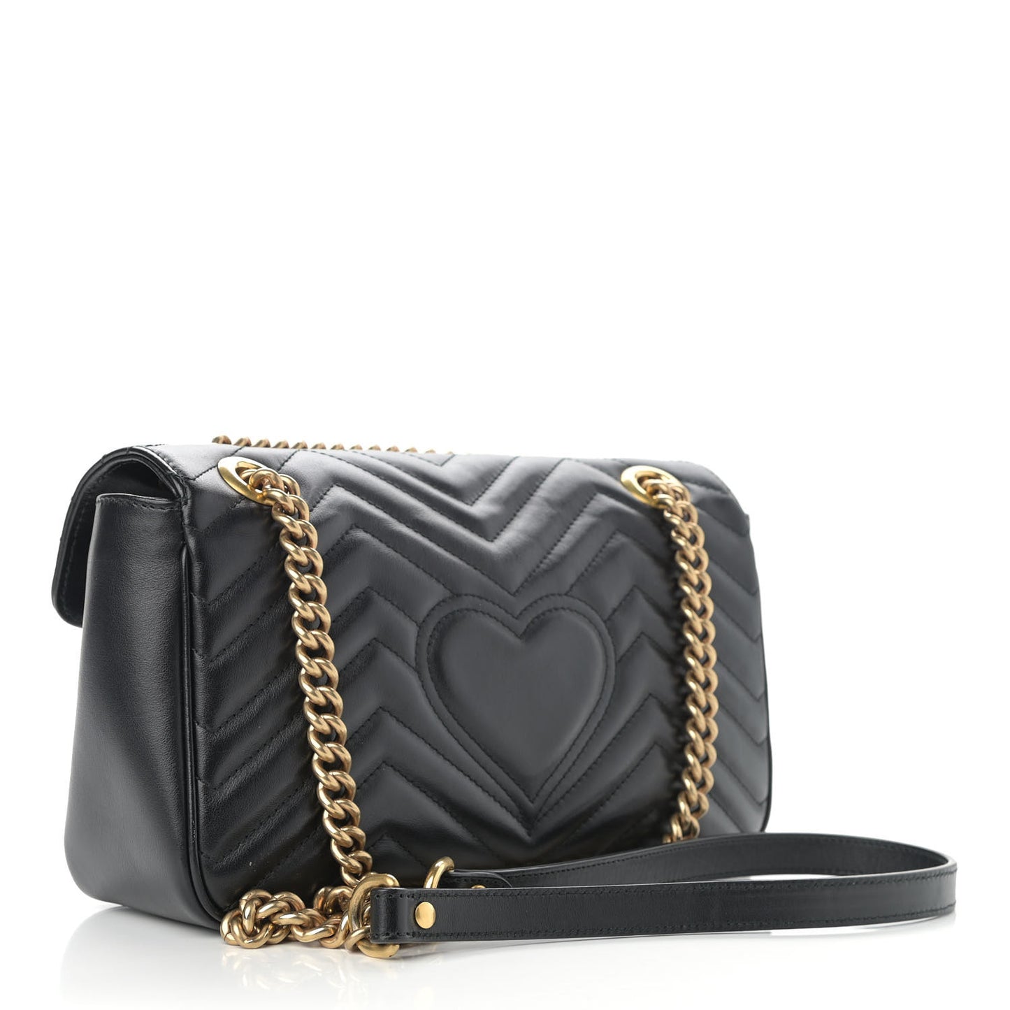 Calfskin Matelasse Small GG Marmont Shoulder Bag Black