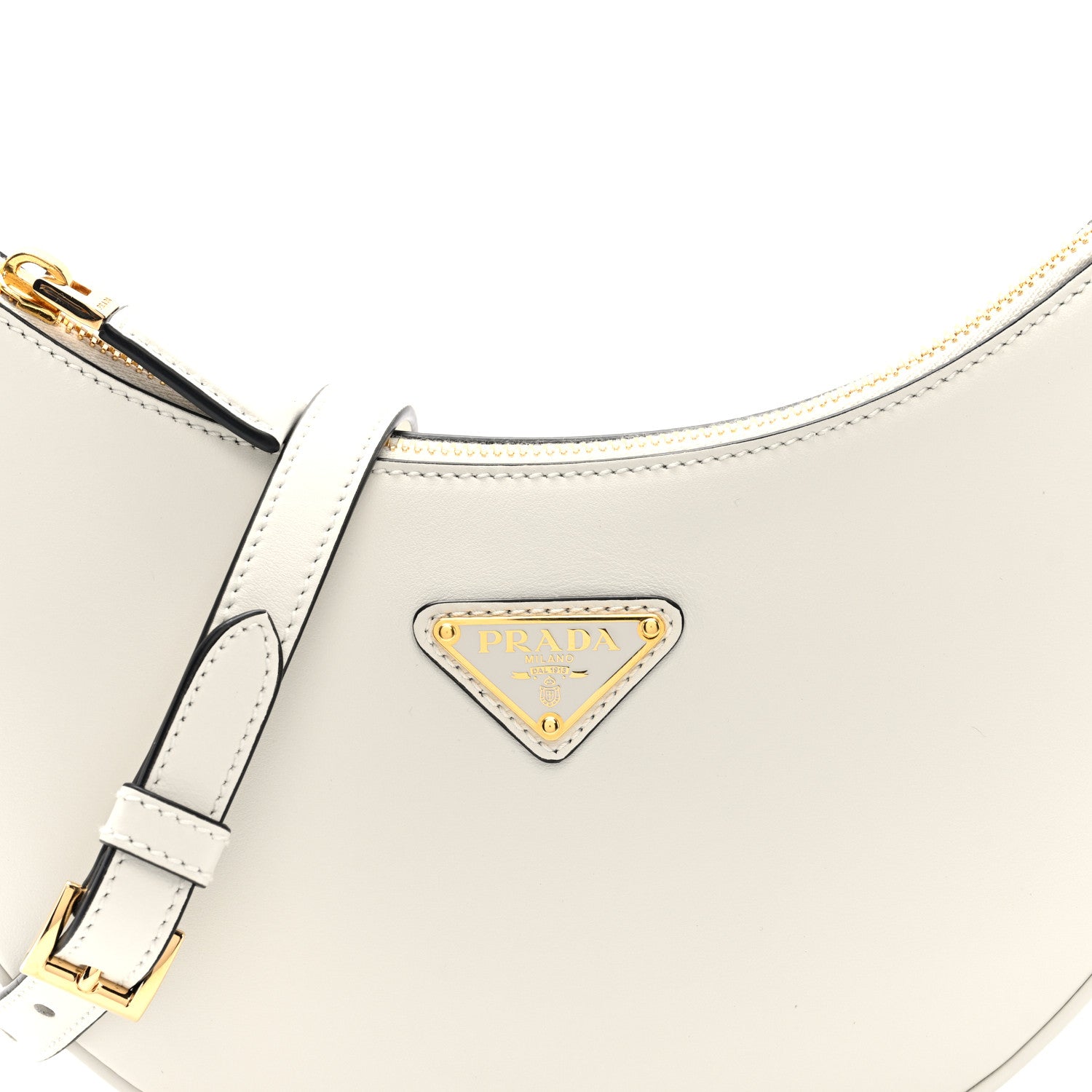 Prada Soft Calfskin Arque Shoulder Bag White 7 of 9