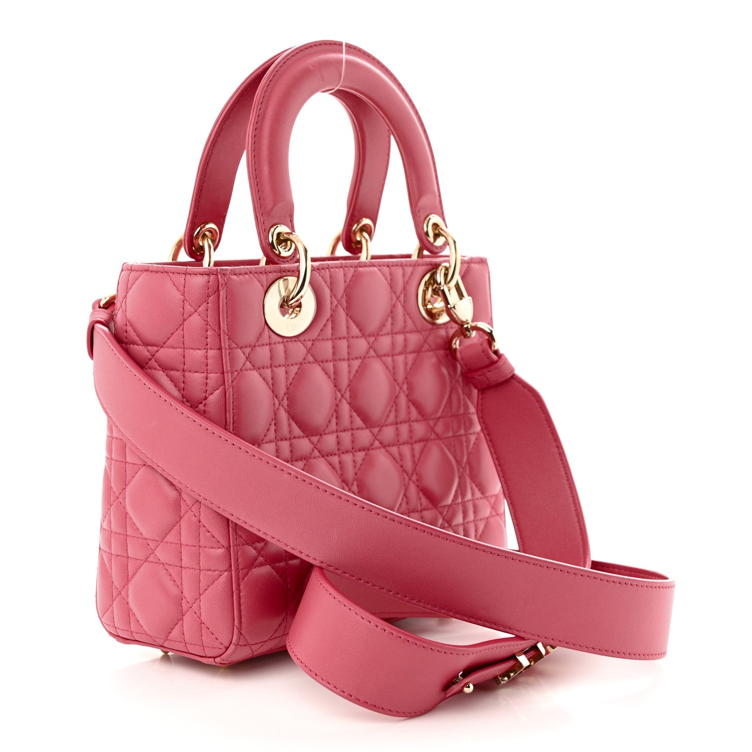 Christian Dior Lambskin Cannage Small My ABCDior Lady Dior Coral 3 of 10