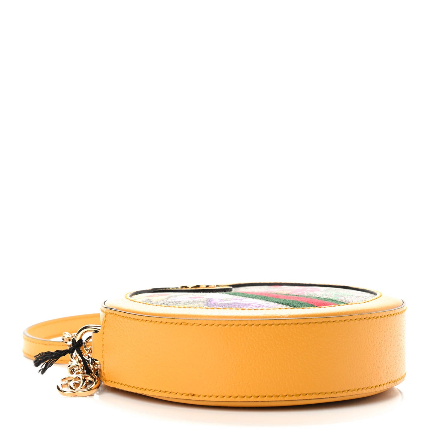 GG Supreme Monogram Flora Web Mini Ophidia Round Shoulder Bag Beige Multicolor Crop