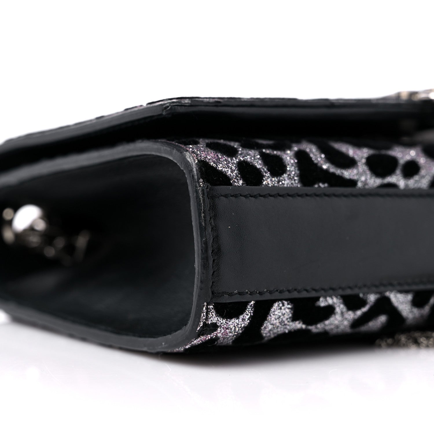 Saint Laurent Glitter Leopard Small Monogram Kate Tassel Satchel Platine Black 8 of 12