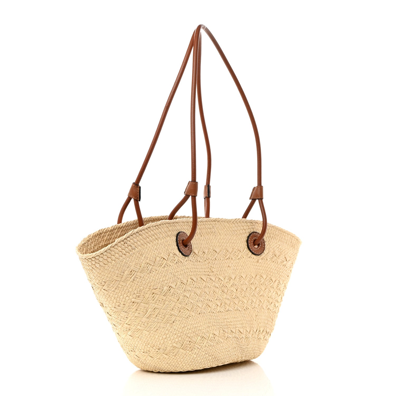 Loewe Calfskin Raffia Small Anagram Basket Tote Bag Natural Tan 3 of 9