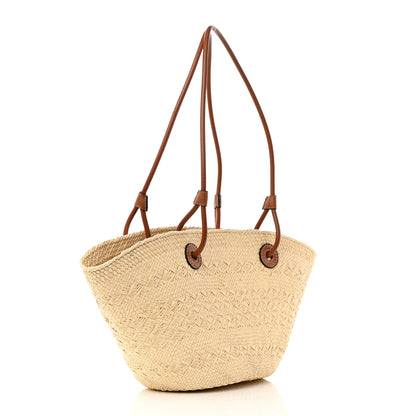 Loewe Calfskin Raffia Small Anagram Basket Tote Bag Natural Tan 3 of 9
