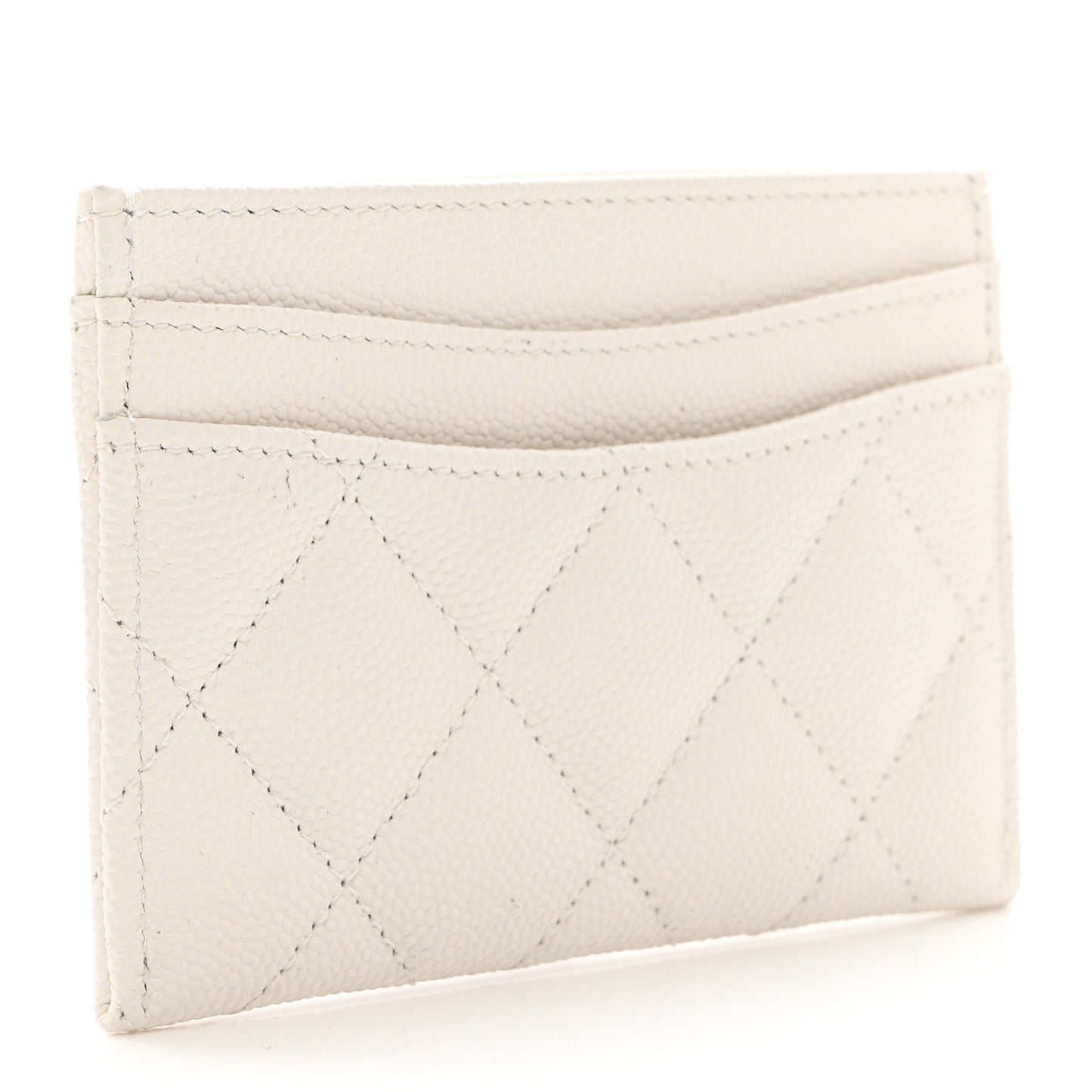 Caviar Quilted Card Holder White