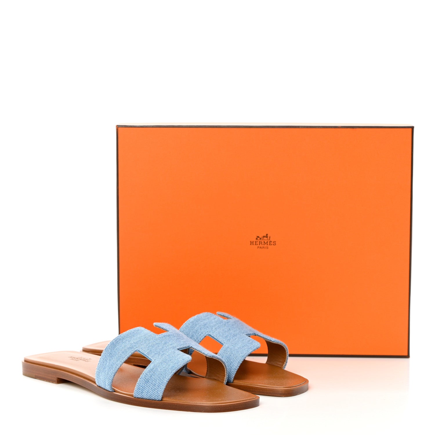 Hermes Denim Canvas Oran Sandals 38 Bleu Clair 10 of 10