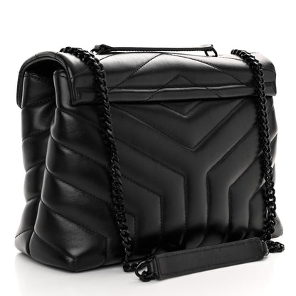 Saint Laurent Calfskin Y Quilted Monogram Monochrome Small Loulou Chain Satchel Black 3 of 9