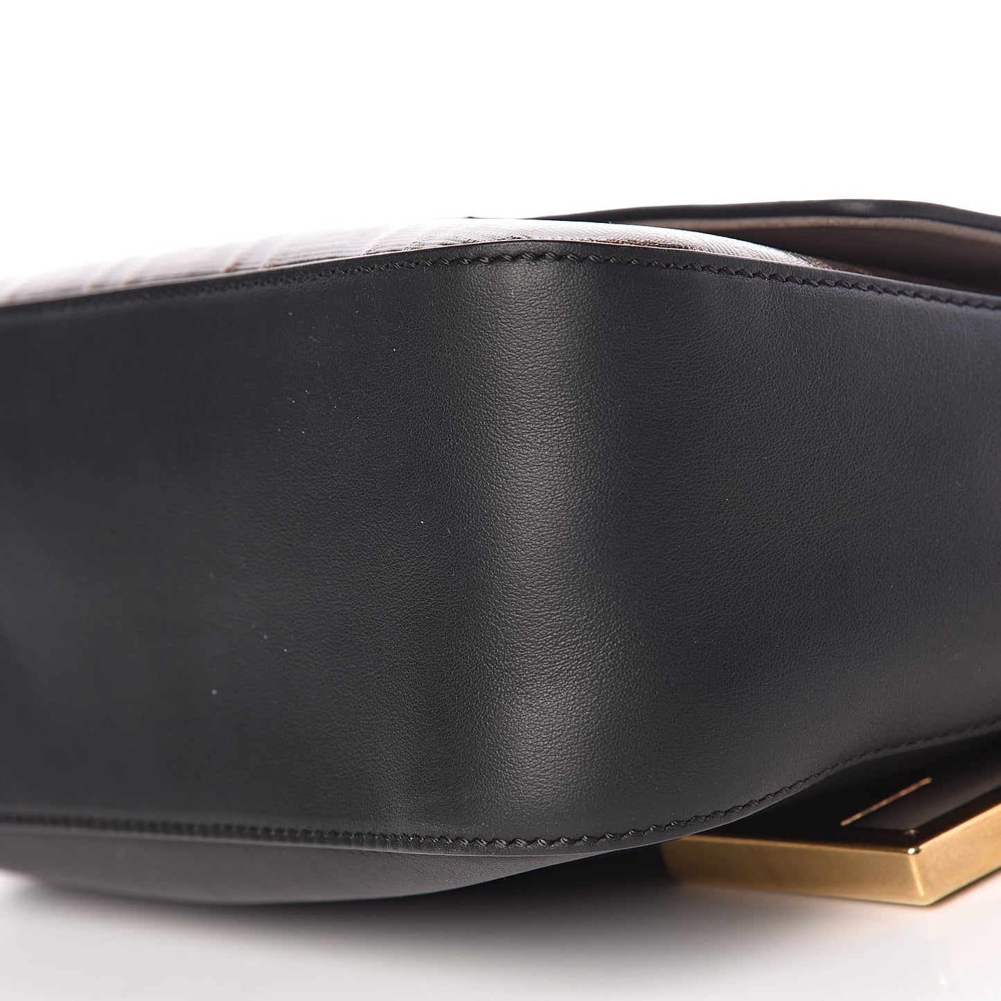 Vitello Grace Glazed Fabric FF 1974 Double F Shoulder Bag Black Mogano Panna