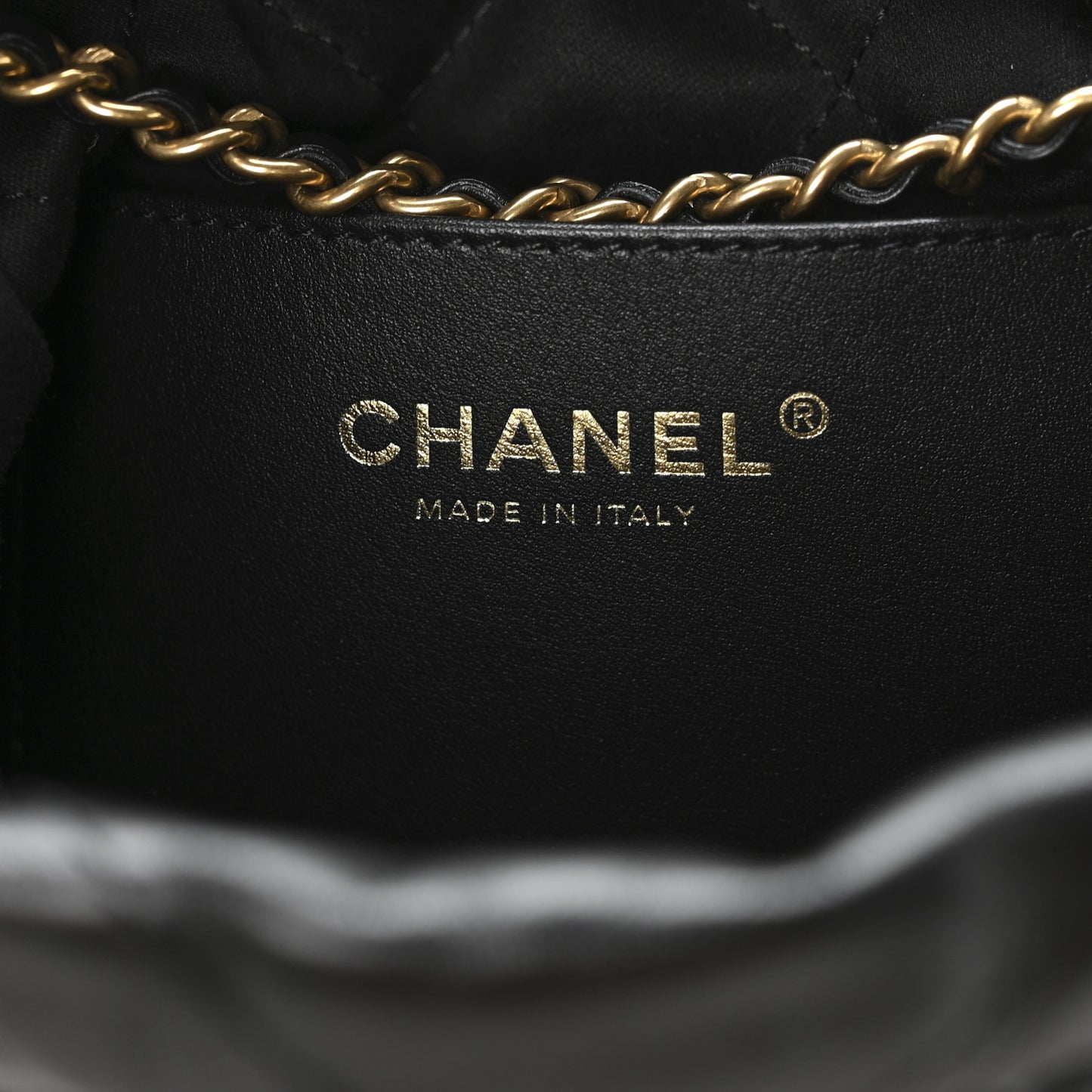 Shiny Calfskin Quilted Mini Chanel 22 Black