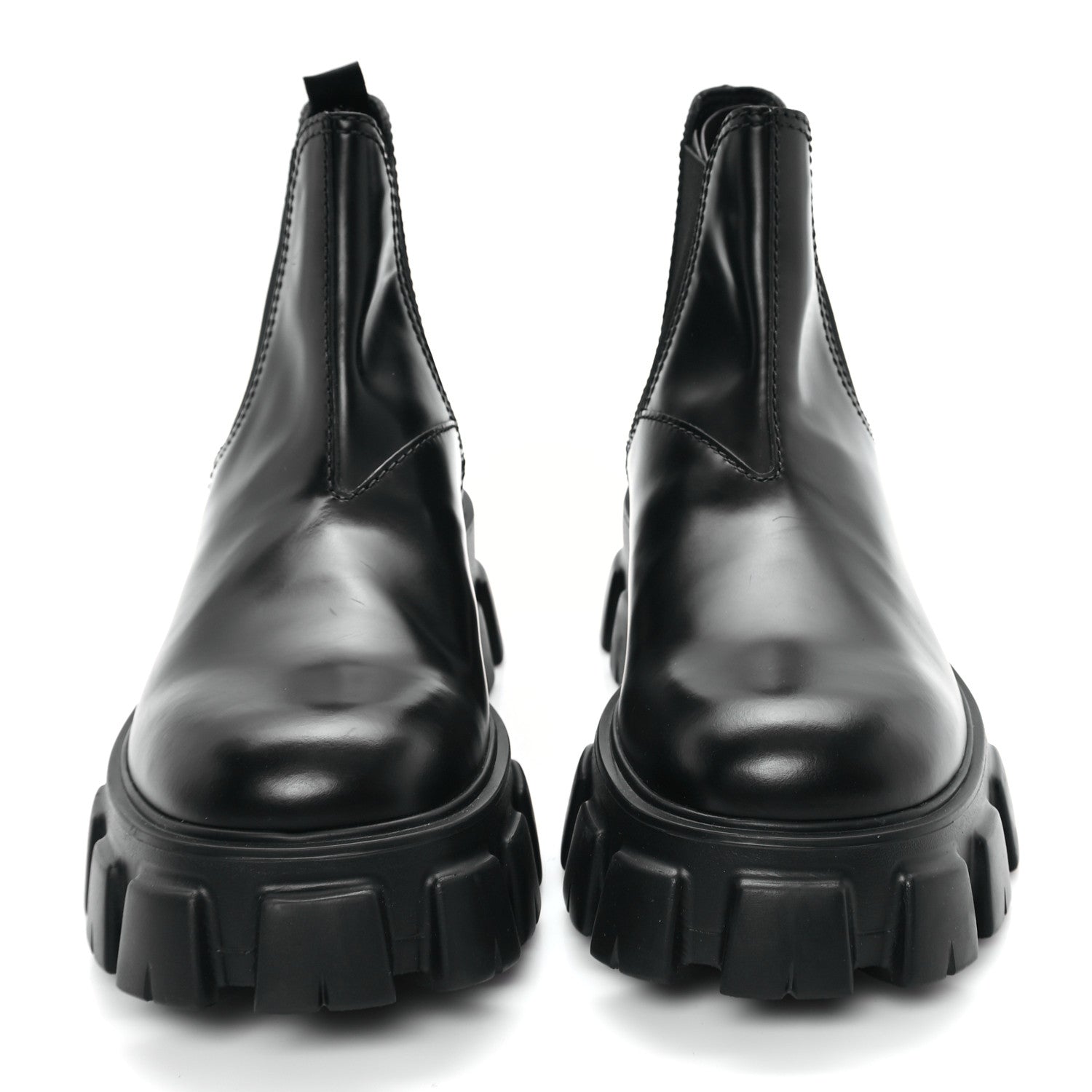 Prada Spazzolato Rois Mens Monolith Chelsea 55mm Ankle Boots 10.5 Black 3 of 9