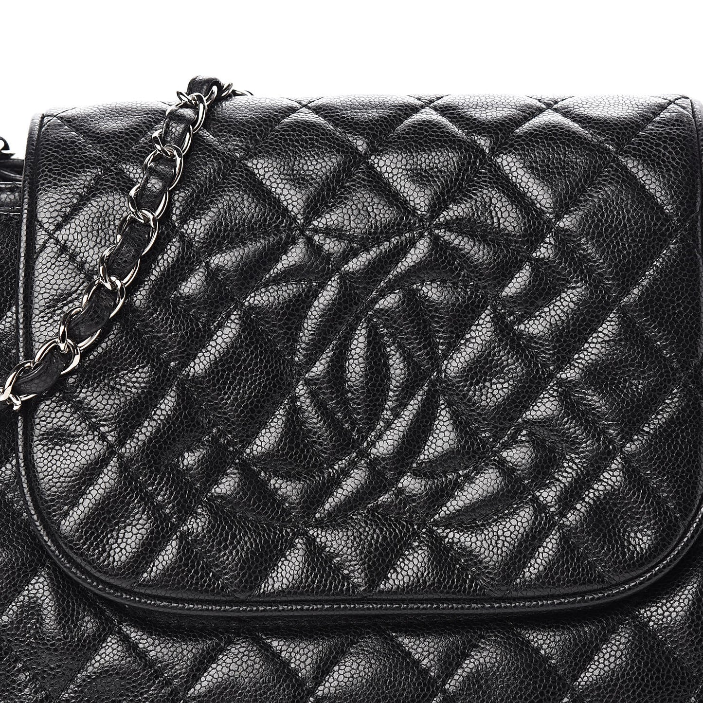 Caviar Quilted Timeless Accordion Flap Black
