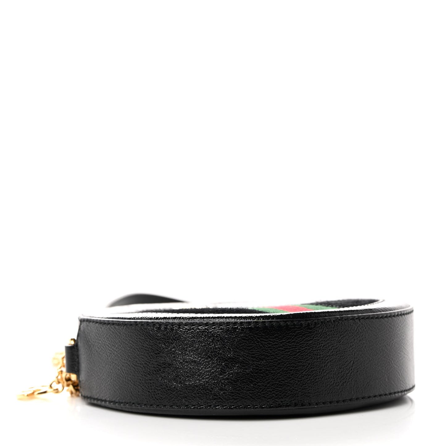 Suede Patent Web Mini Ophidia Round Shoulder Bag Black