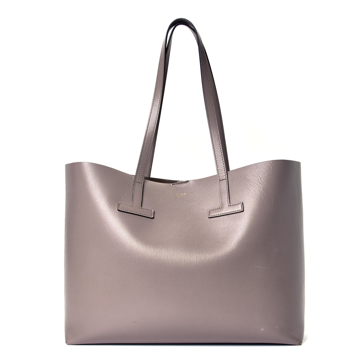 Grained Calfskin Small T Tote Taupe