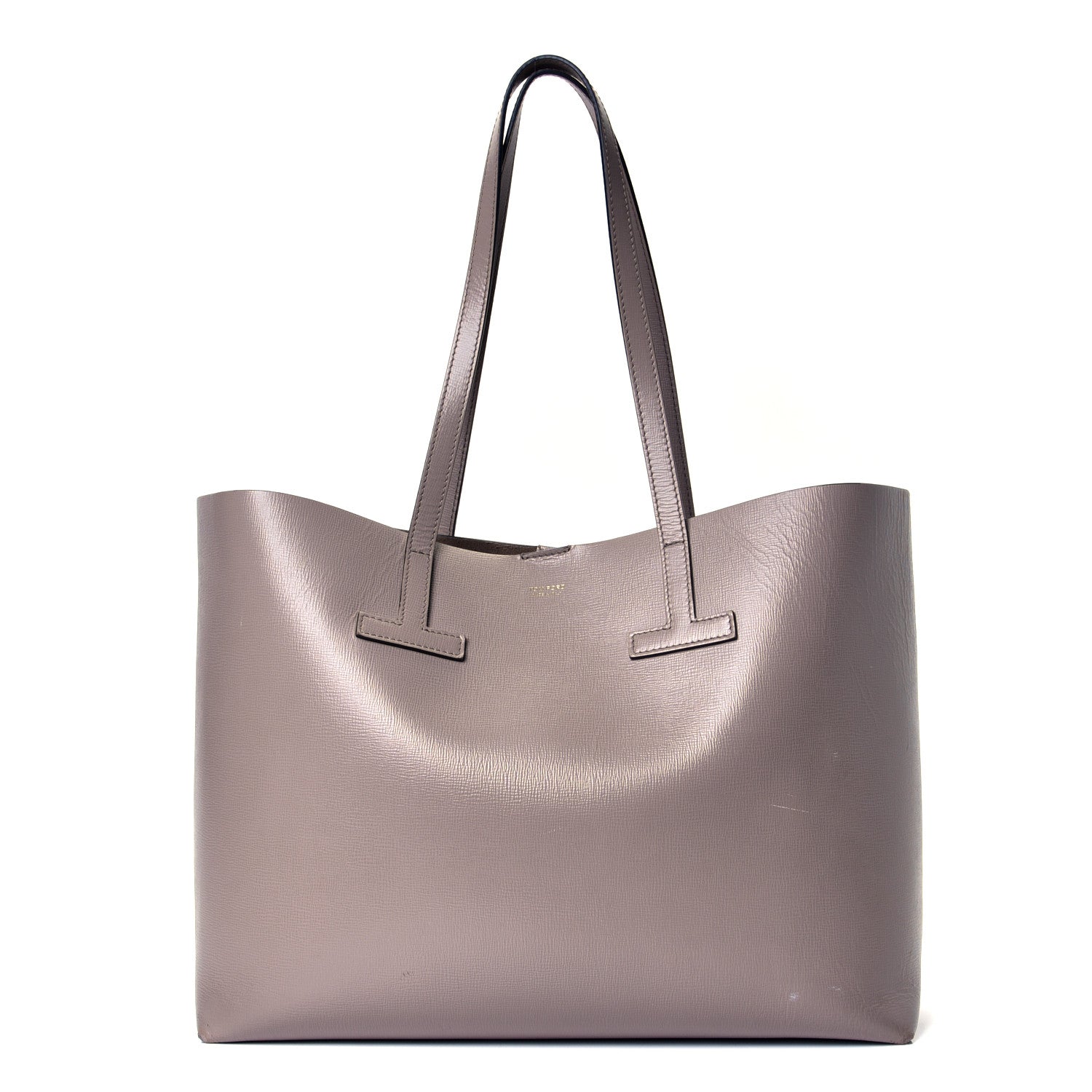 Tom Ford Grained Calfskin Small T Tote Taupe 1 of 5