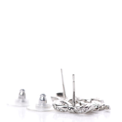 Chanel Crystal CC Bow Dangle Earrings Silver 3 of 4