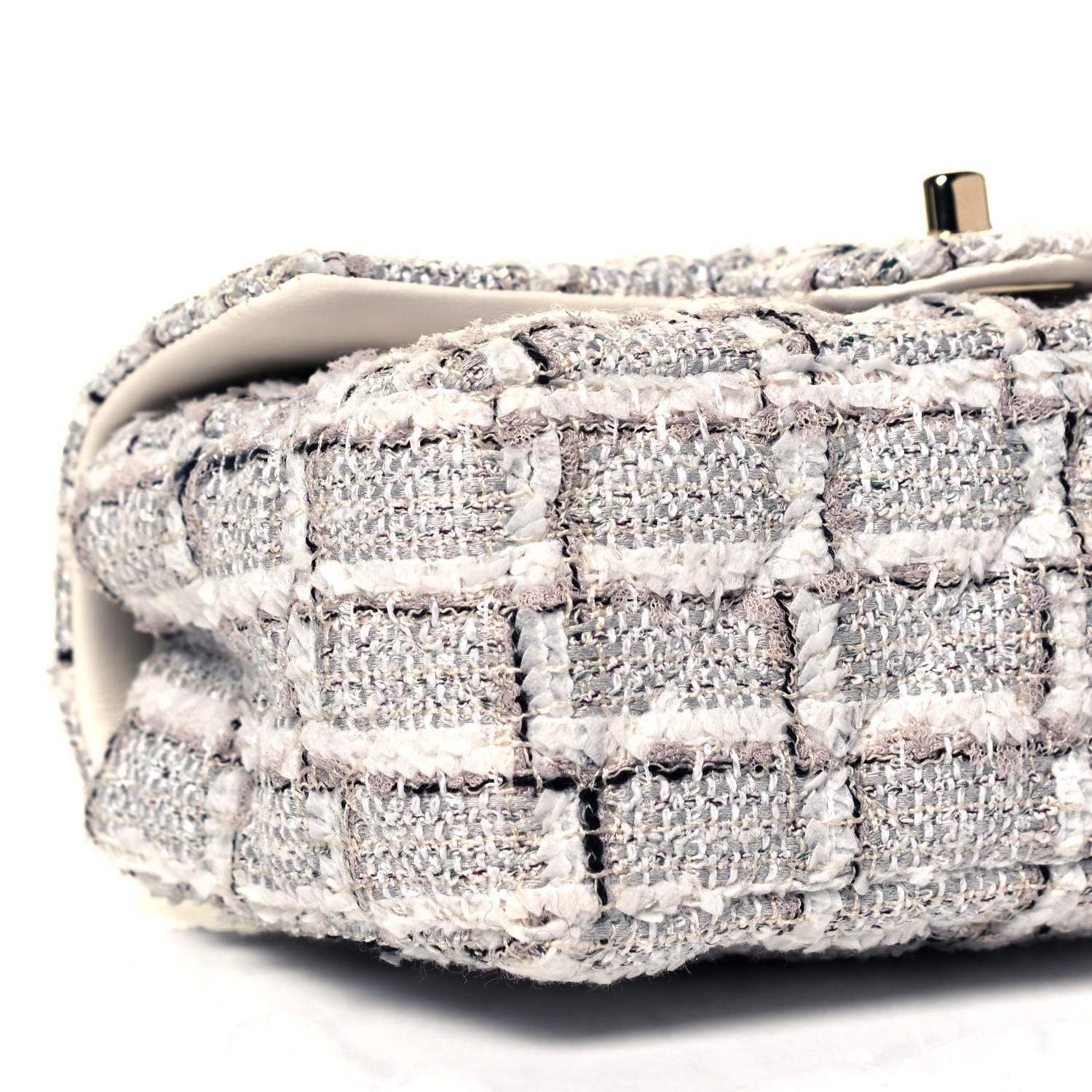 Chanel Tweed Quilted Mini Rectangular Flap White Grey 7 of 8