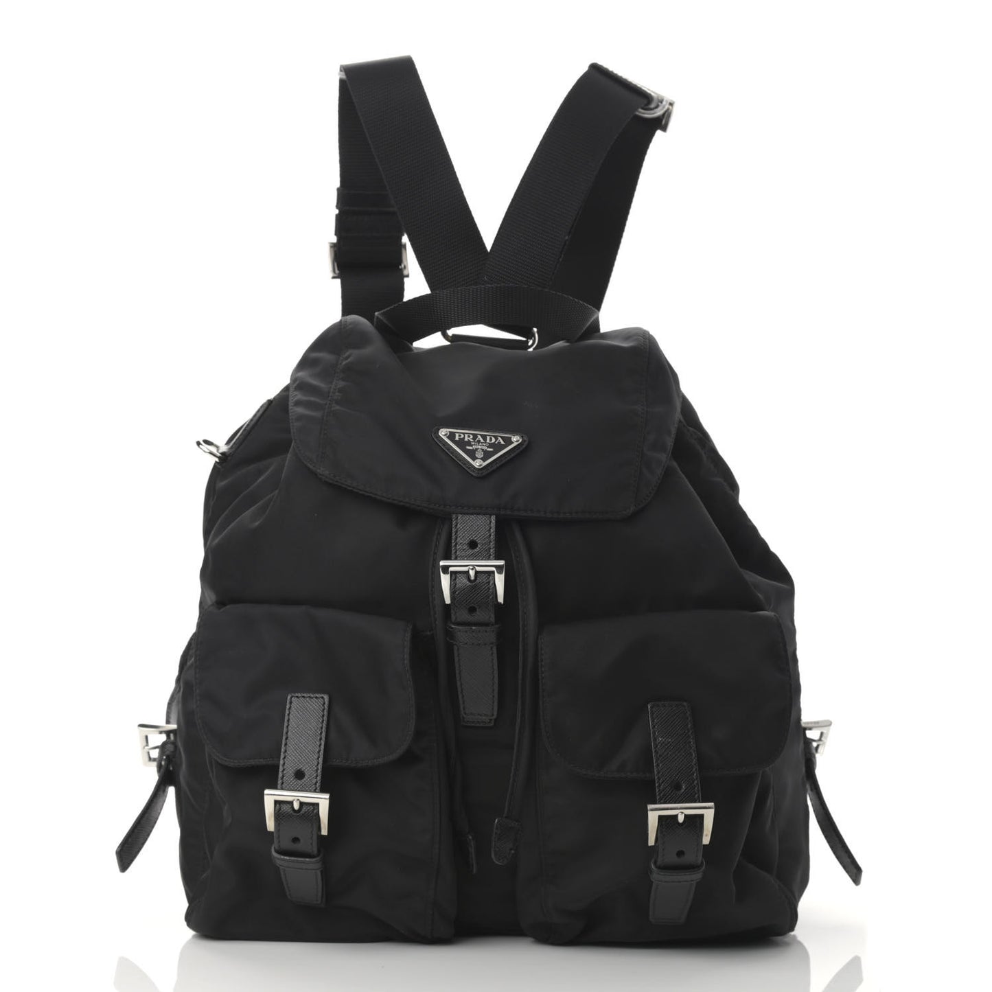 Re-Nylon Saffiano Medium Backpack Black
