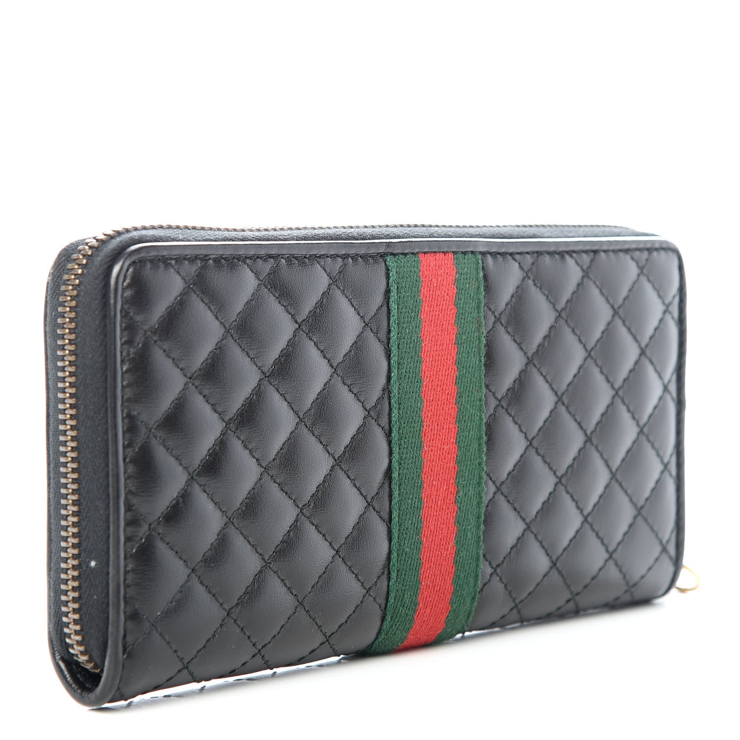 Gucci Calfskin Web Trapuntata GG Zip Around Wallet Black 3 of 8