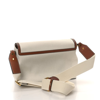 Burberry Canvas Horseferry Print Note Crossbody Bag Natural Tan Fiery Red 3 of 8
