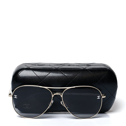 Chanel Metal Polarized Aviator CC Sunglasses 4189-T-Q Gold 9 of 9