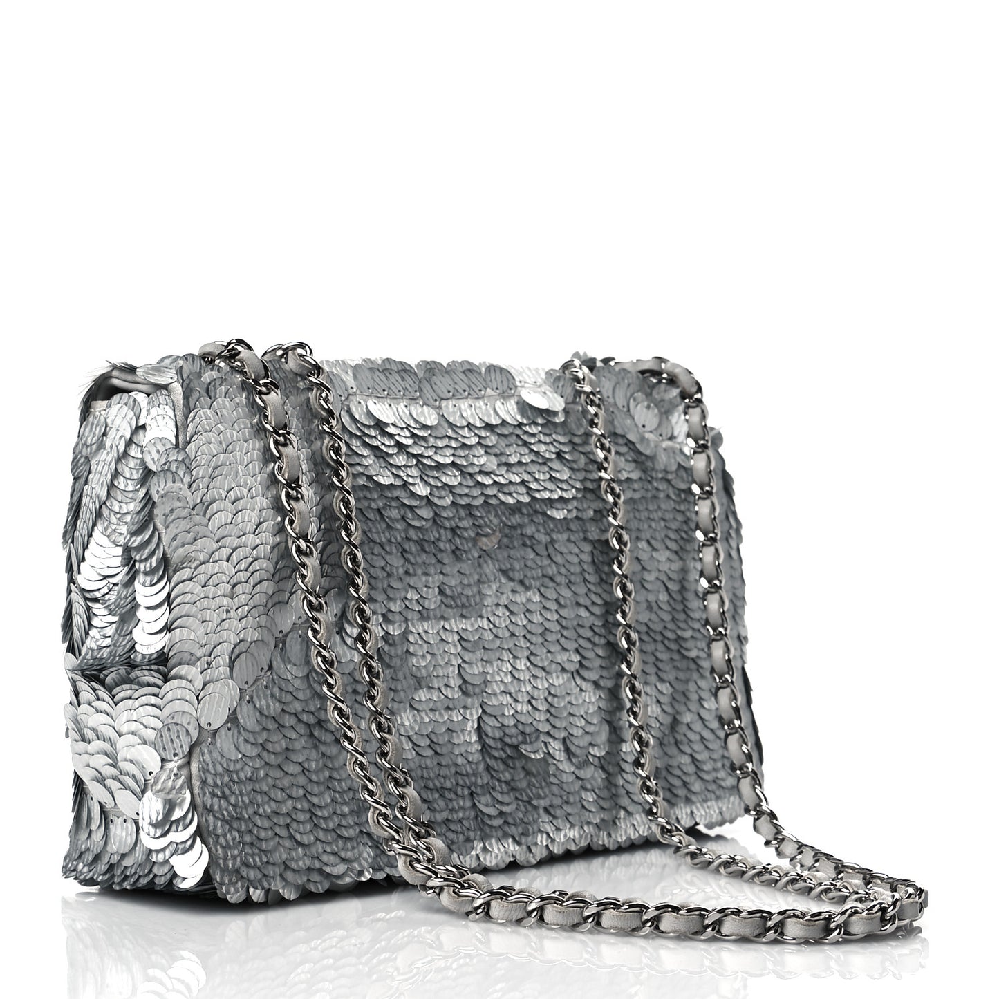 Sequin Mini Rectangular Flap Silver