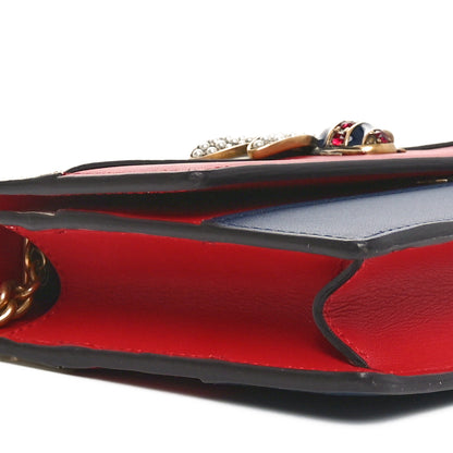 Gucci Calfskin Queen Margaret Chain Wallet Blue Agata Hibiscus Red Mystic White 8 of 9