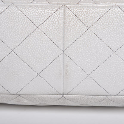 Chanel Caviar Quilted Jumbo Single Flap White 30 of 32