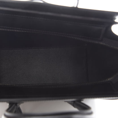 Celine Smooth Calfskin Lizard Embossed Nano Luggage White Black 5 of 8