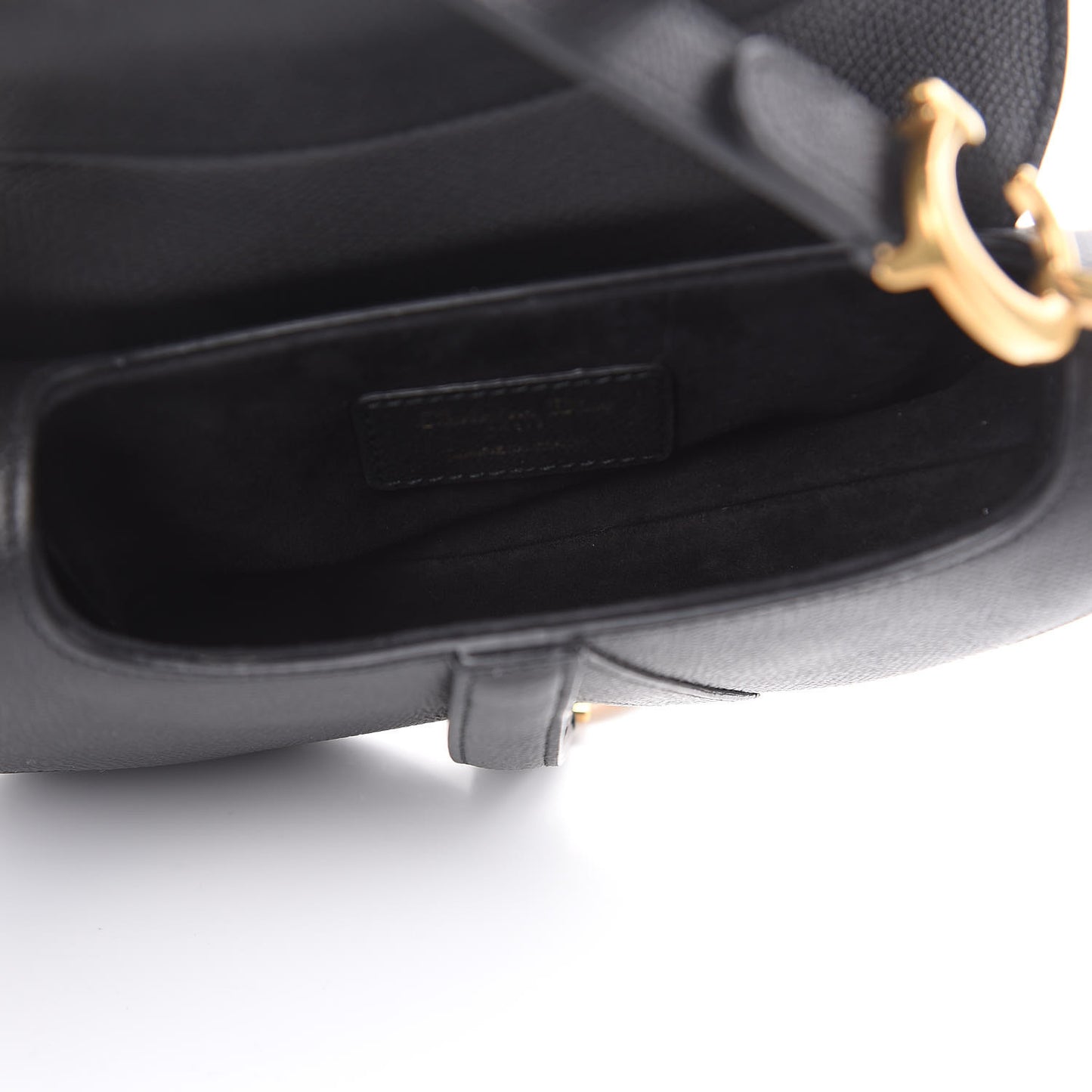 Grained Calfskin Mini Saddle Bag Black