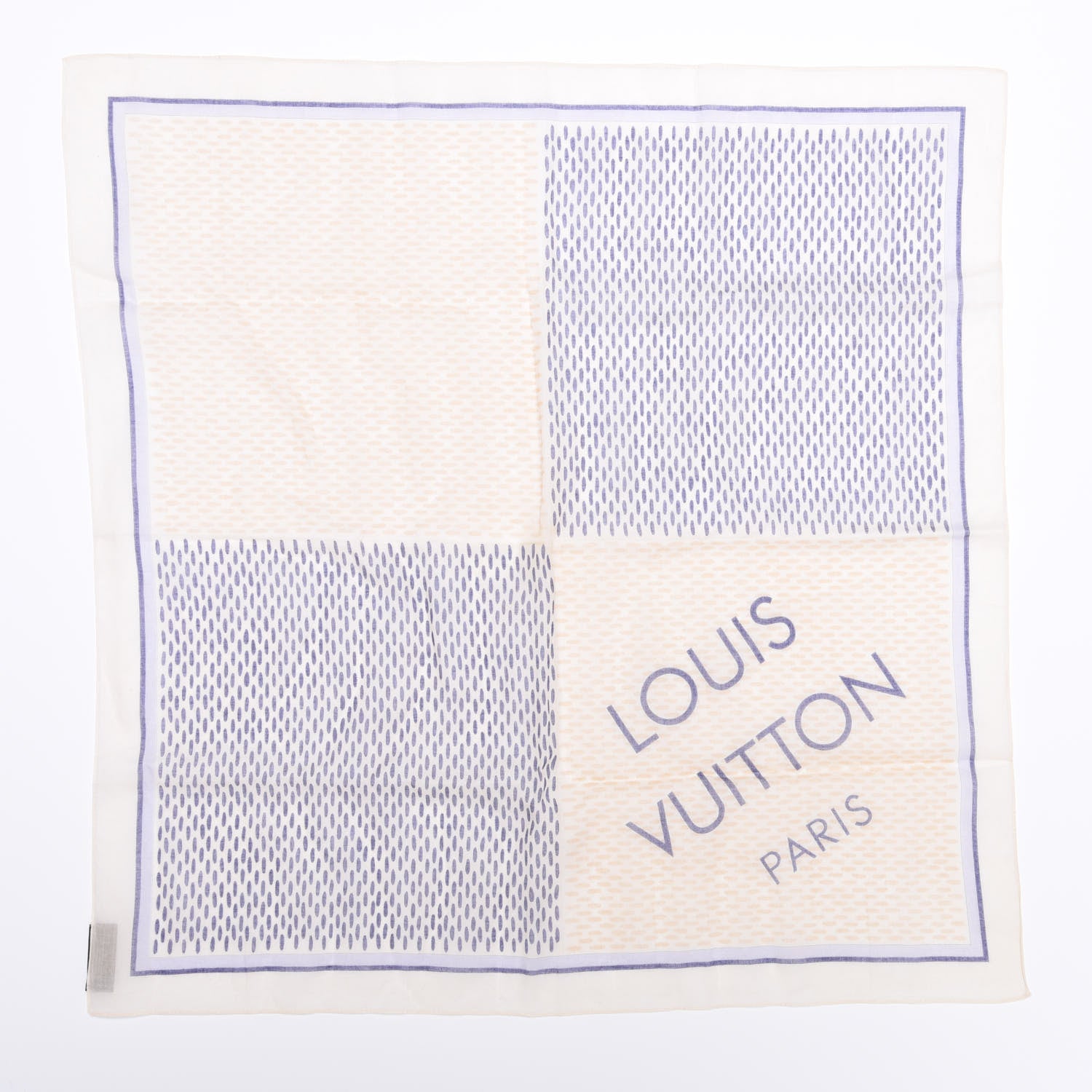 Louis Vuitton Cotton Damier Azur Square Bandana Scarf 2 of 4